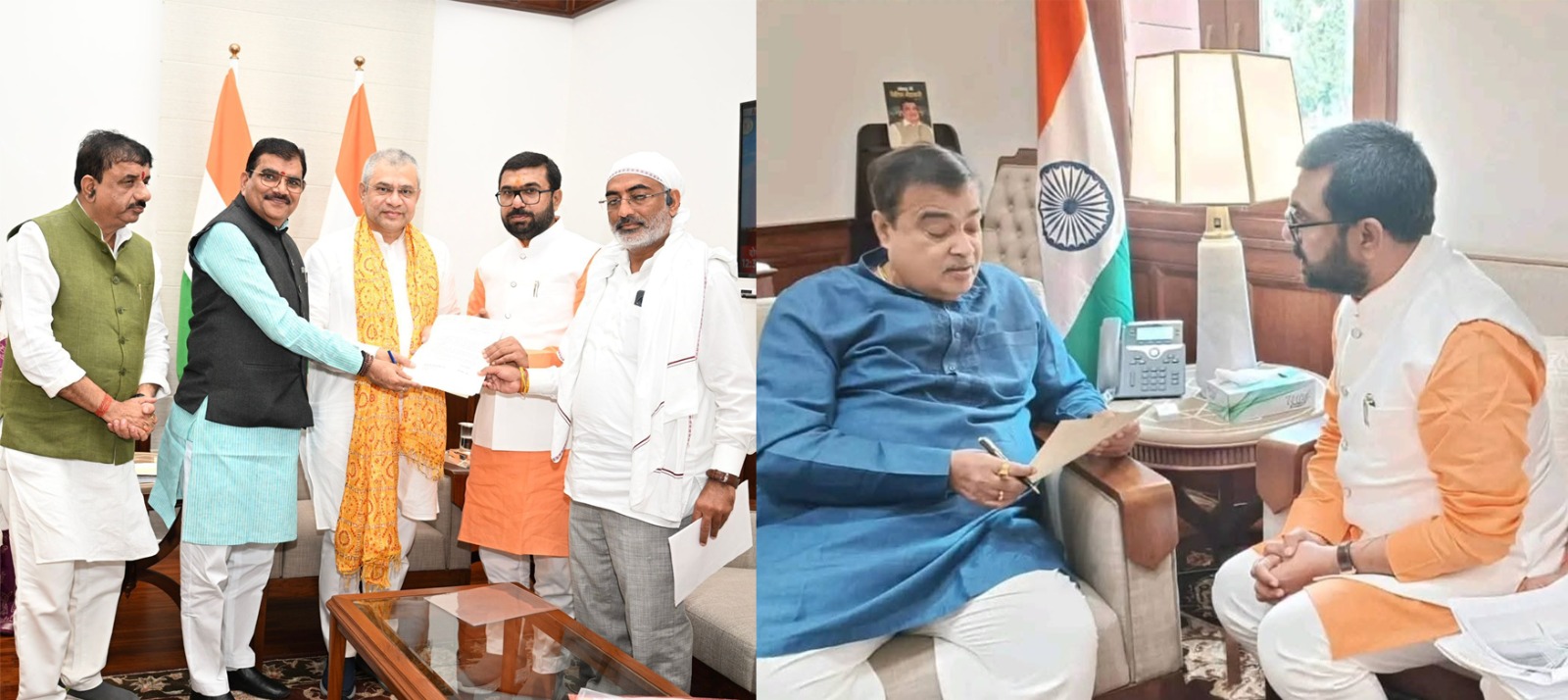 केन्द्रीय रेल मंत्री अश्विणी वैष्णव व सड़क परिवहन मंत्री नितिन गड़करी से मिले सांसद बंटी विवेक साहू 