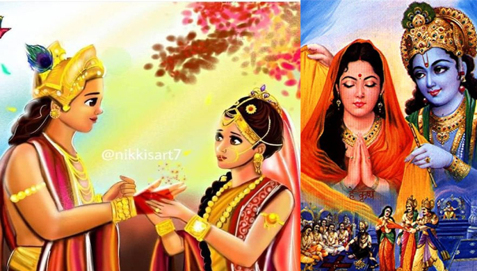 भगवान कृष्ण को राखी बांधकर ले रक्षा का वचन