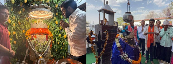 जयंती के अवसर पर शनि मंदिरों में पहुंचे सांसद बंटी विवेक साहू
