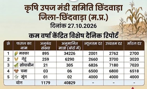 गेंहू 3020 तो मक्का 2700 रूपए प्रति क्विंटल के भाव से बिका